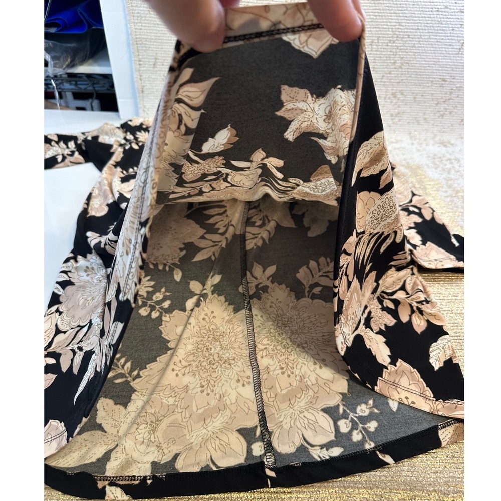 TOMMY HILFIGER Black & Beige Floral Lightweight Shift Dress 3/4 Bell Sleeves | 8 - Picture 9 of 11